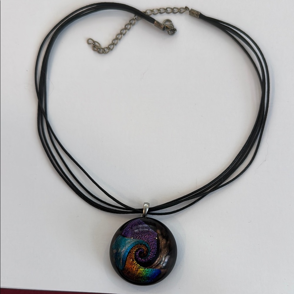 Purple and Blue Cosmic Swirl Necklace